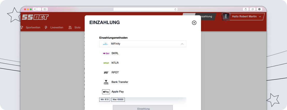 55bet Zahlungsmethoden