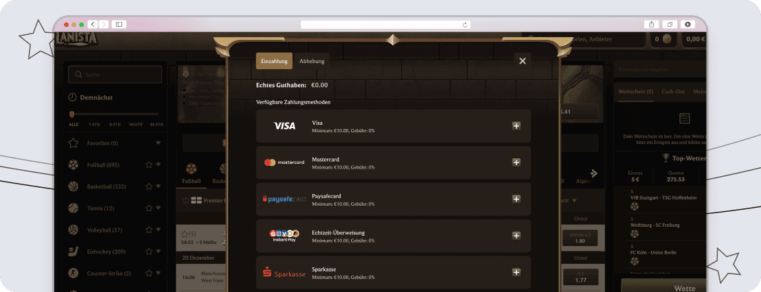 Banking-Bereich von Lanista