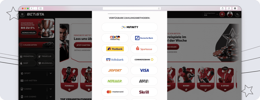 Zahlungsmethoden bei Betista