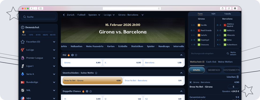 Millioner Design für einzelne Spiele