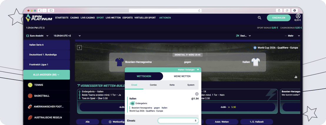 Einzelspielansicht bei SpinPlatinum