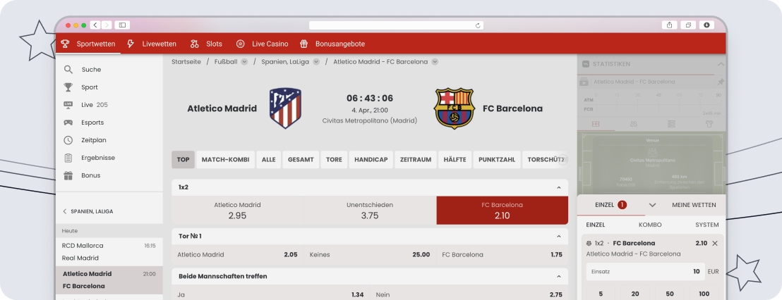 55bet bietet eine saubere, gut strukturierte Wettoberfläche