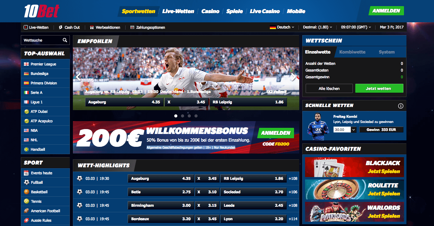 10bet startseite