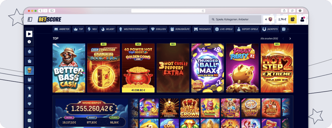 BetScore Casino mit XXL-Spielauswahl