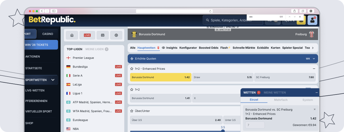 BetRepublic Design – sehr klar, gut strukturiert und sauber