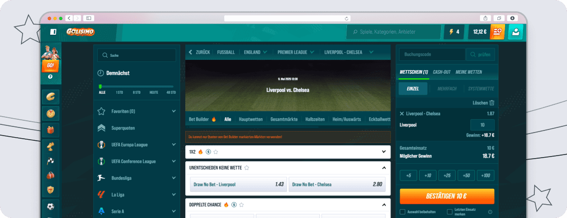 Golisimo Sportwetten mit Fokus auf Funktionalität