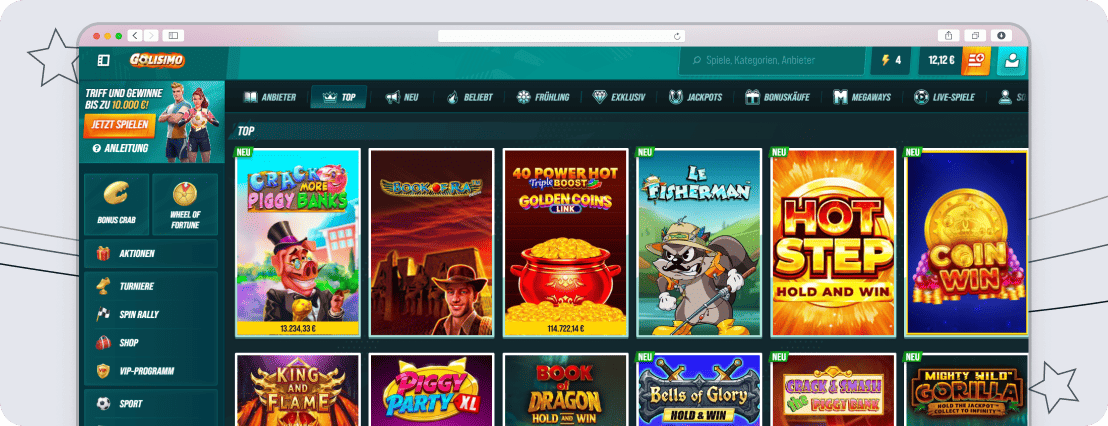 XXL-Spielauswahl im Golisimo Casino