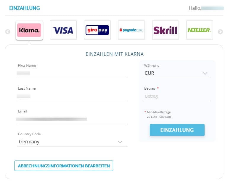 Einzahlung bei 1bet