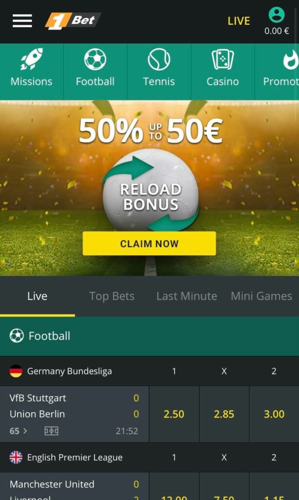 Mobile Ansicht von 1bet