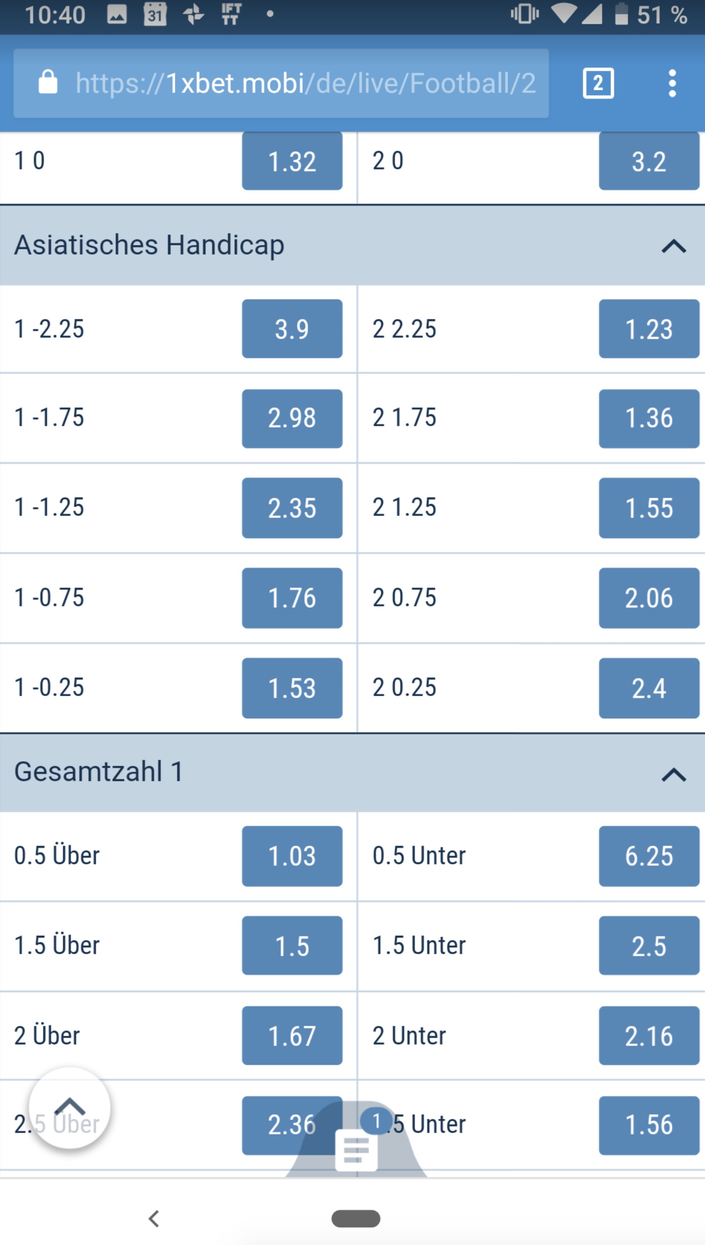 1xbet-app-wettauswahl