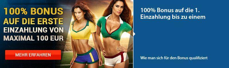 1xbet 100% Bonus auf die erste Einzahlung (Quelle: 1xbet)