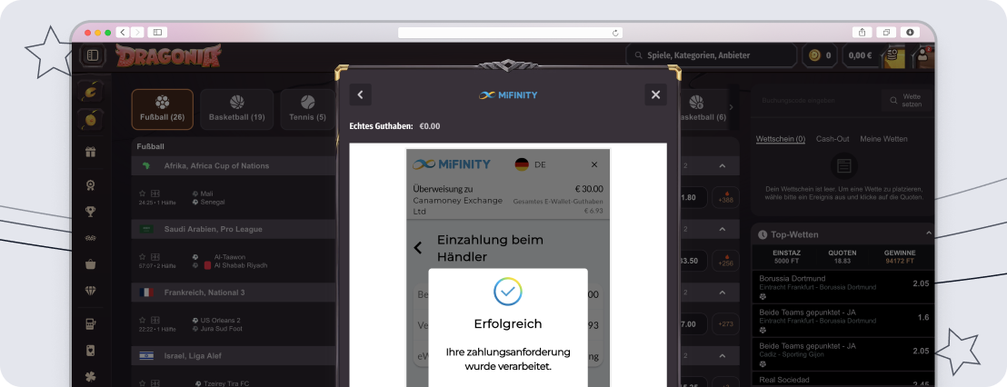 einzahlung bei Dragonia