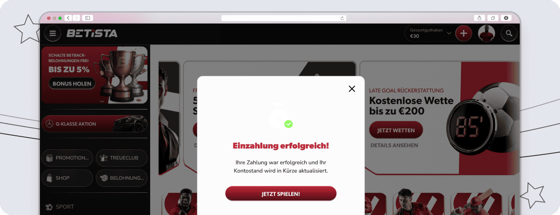 Einzahlung bei Betista