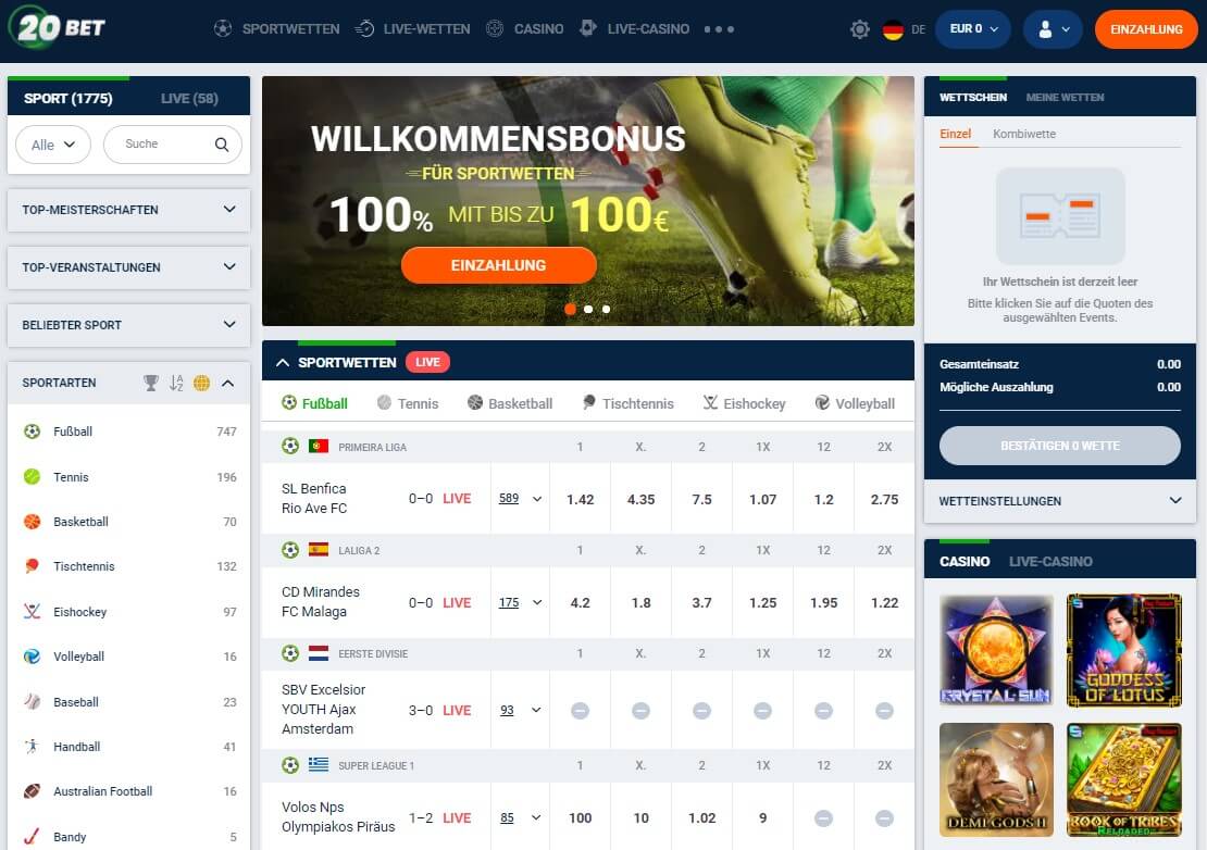 Design von 20bet