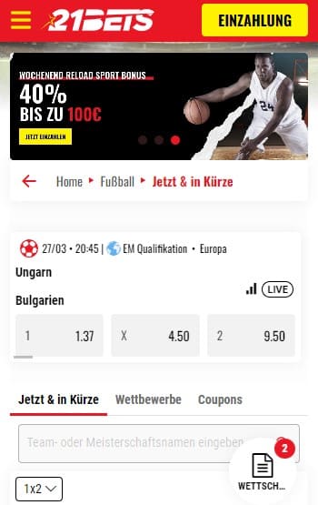 Mobile Ansicht von 21Bets