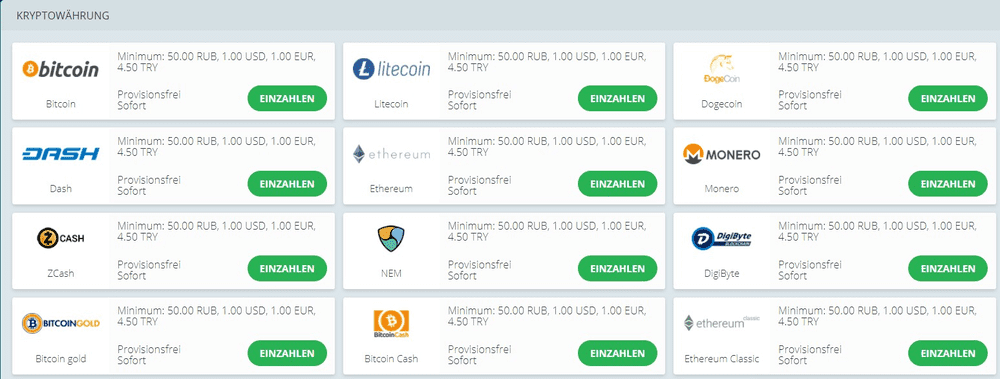 22Bet Kryptowährungen