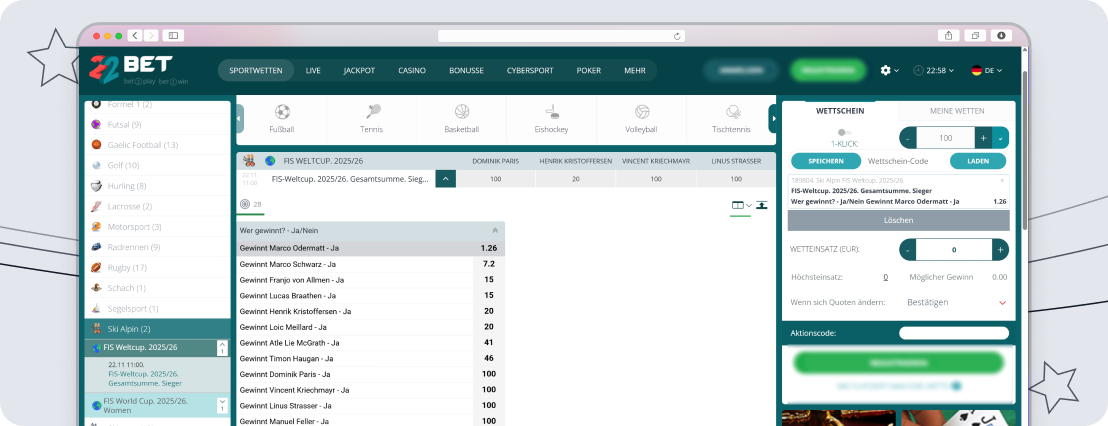 22bet Alpine Skiweltcup – Gesamtsieger