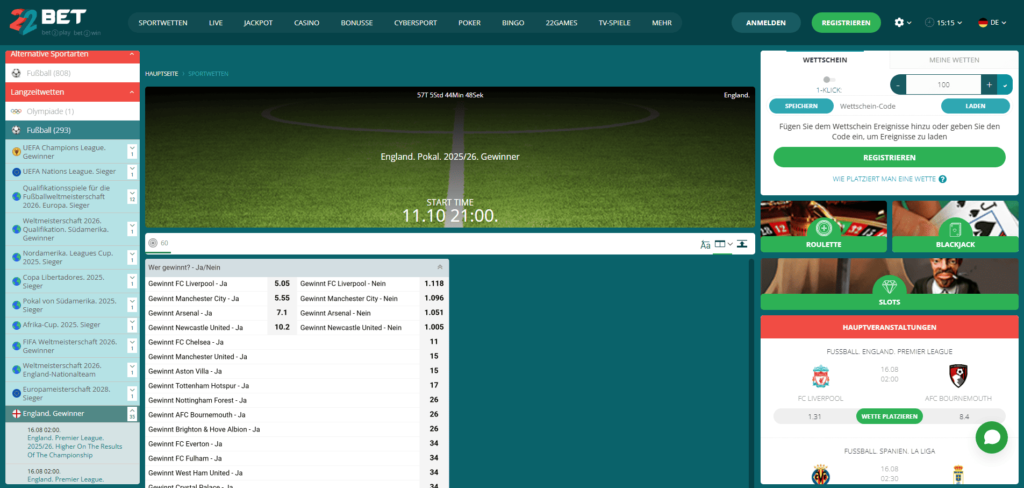 22bet FA Cup Wetten