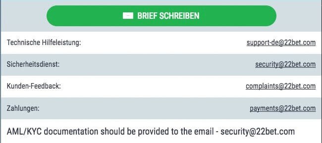 22bet Sportwetten Erfahrungen – Service und Support