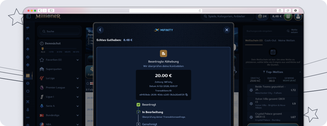 Millioner informiert über Status der Auszahlung