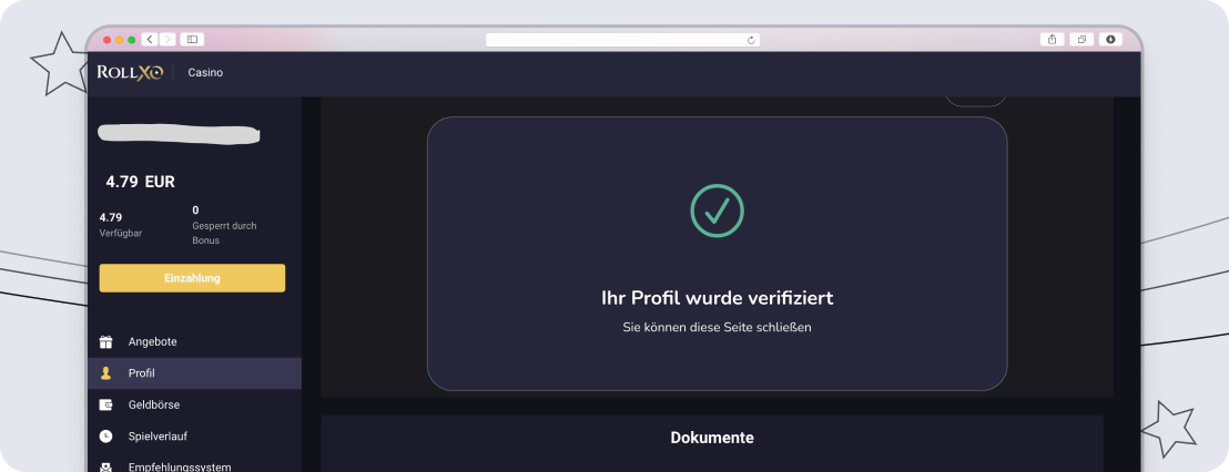 Verifiziertes Konto bei RollXO