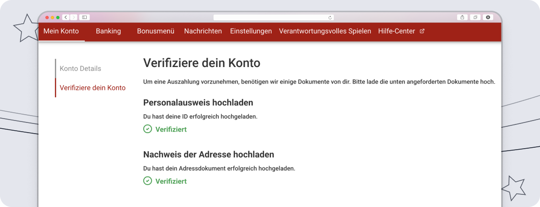 Mein verifiziertes Wettkonto bei 55bet
