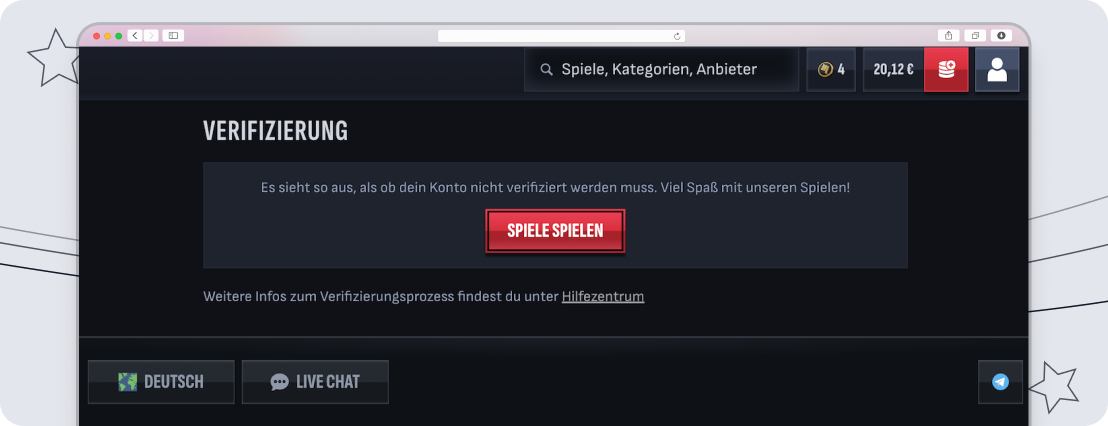 Eine Verifizierung war vor der Mafia Casino Auszahlung nicht erforderlich