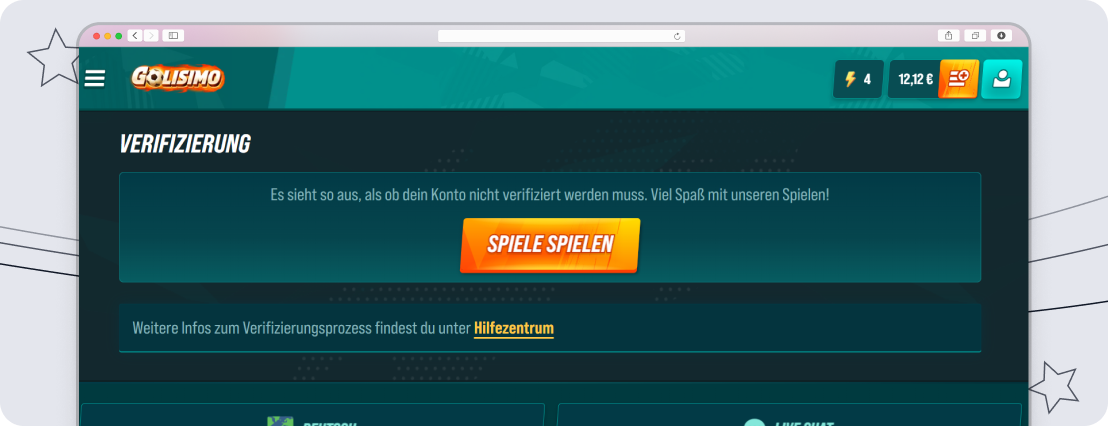 Golisimo verzichtet auf die Verifizierung