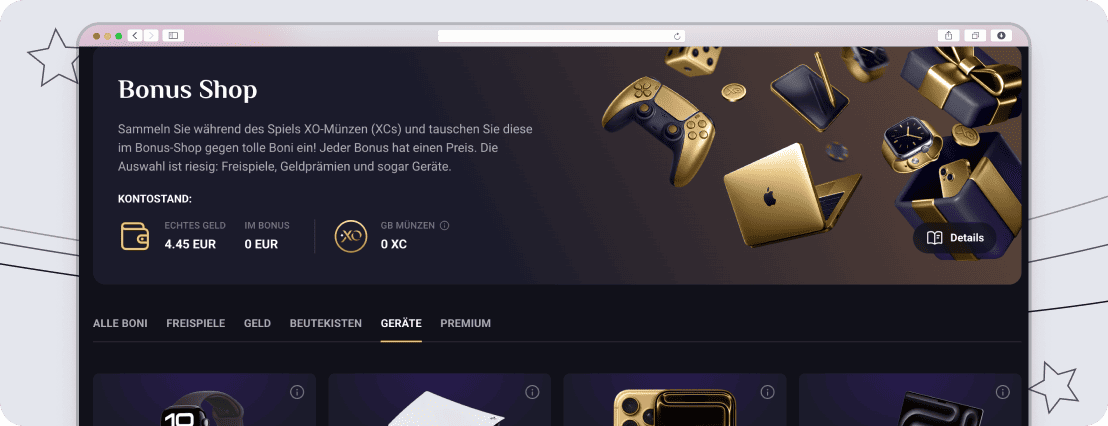 RollXO Treueprogramm mit Bonus-Shop