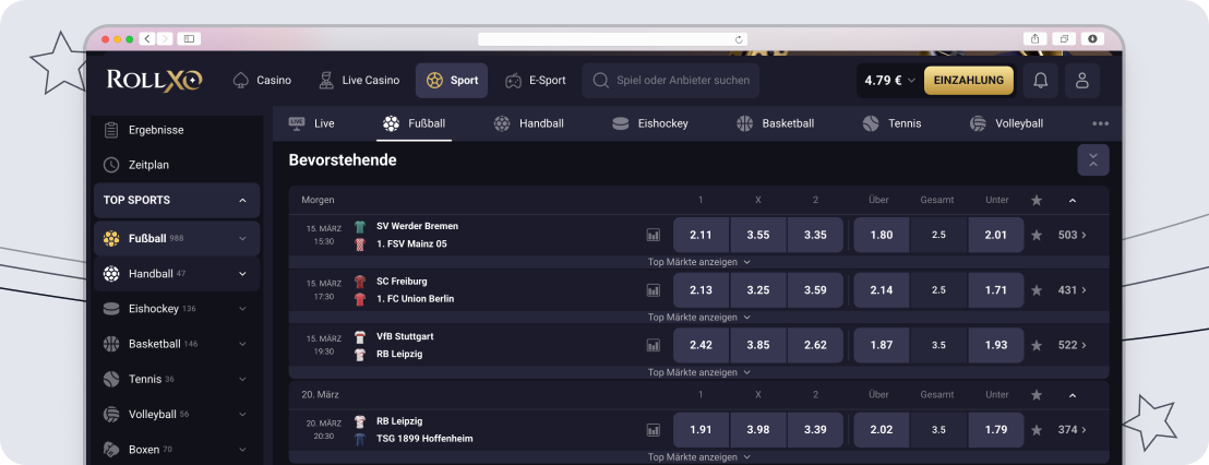 Wettangebot bei RollXO