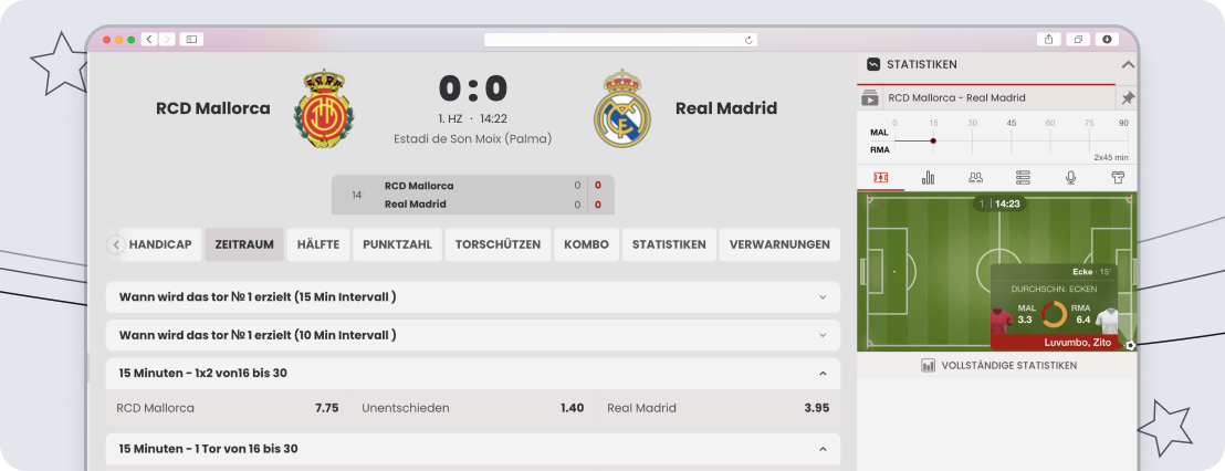 Übersichtlich und vielfältig – Livewetten bei 55bet