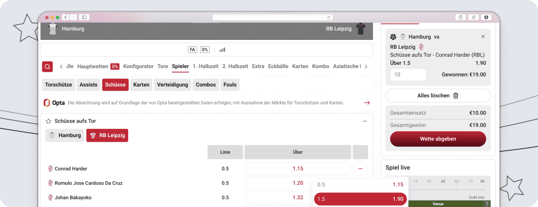Spieler-Props bei Betista