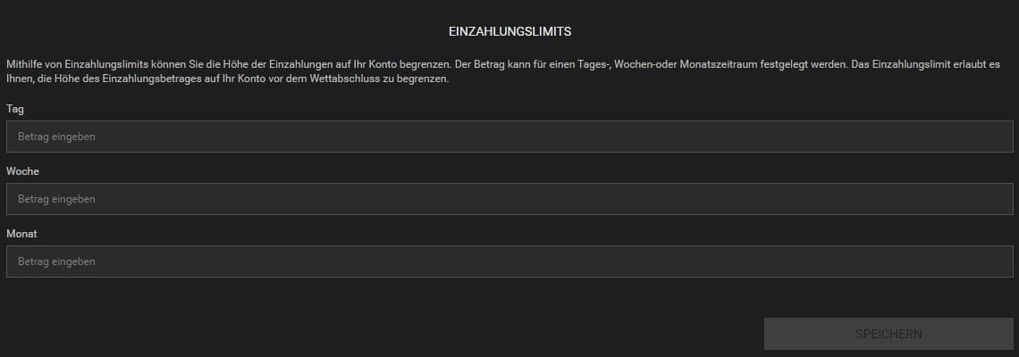 Festlegen des Einzahlungslimits
