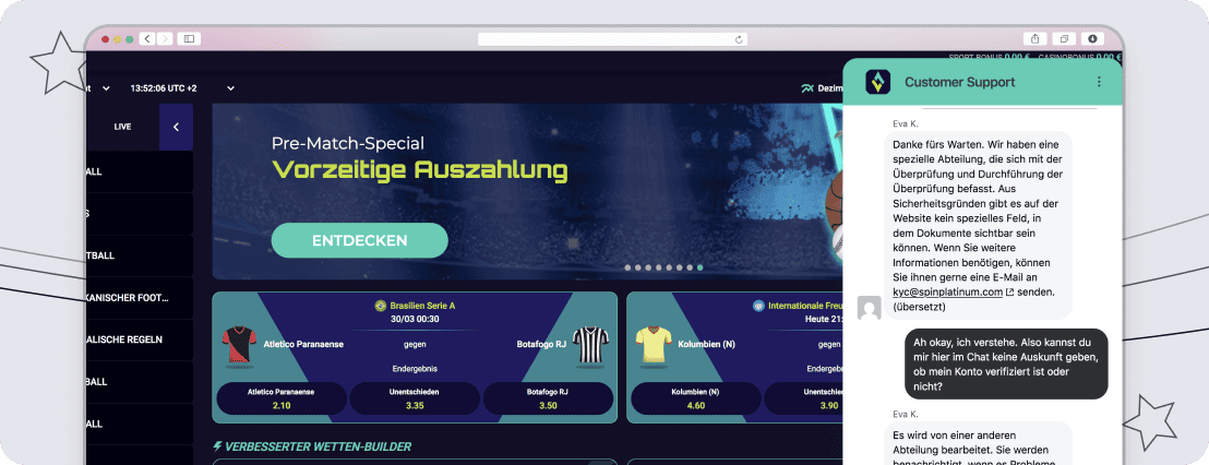 SpinPlatinum bietet einen 24/7-Support via Live-Chat