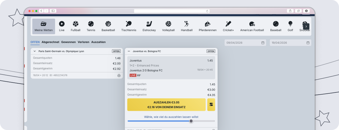 BetRepulic bietet auch einen Teil-Cashout