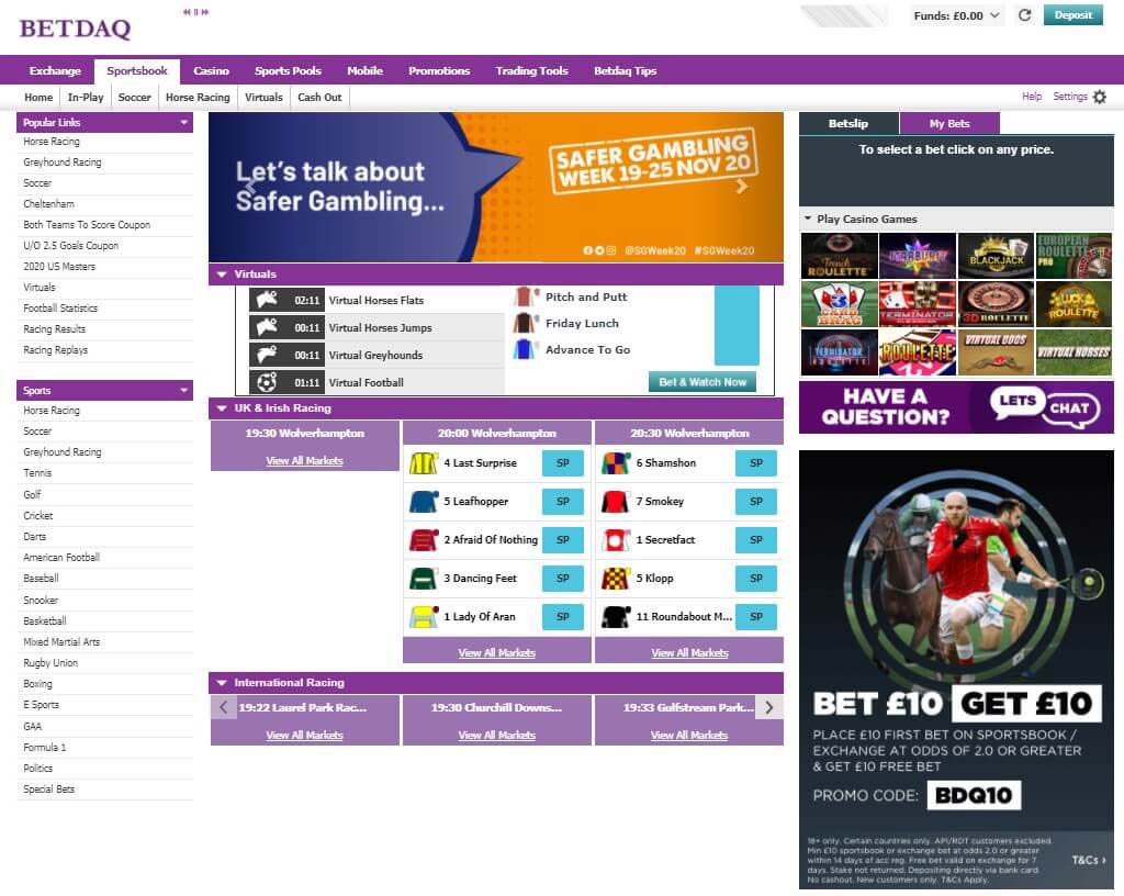 Wettangebot auf BETDAQ