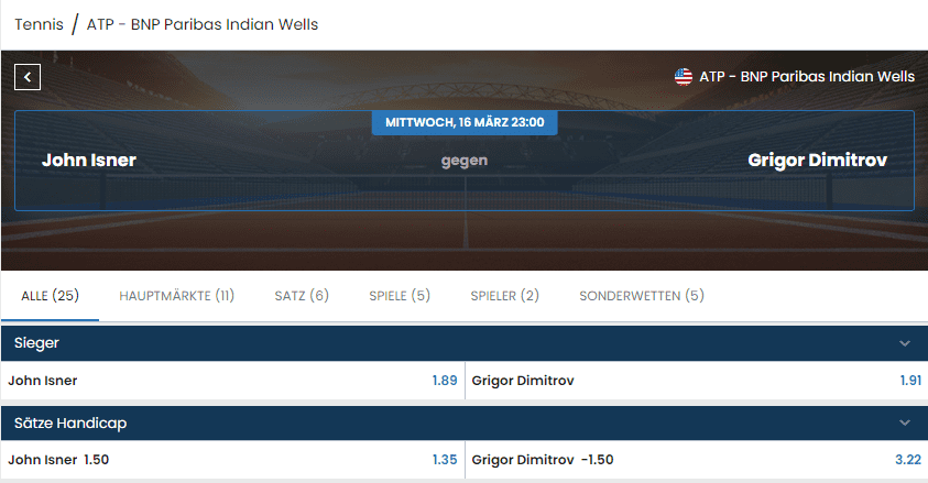 BabiBet Indian Wells Wetten