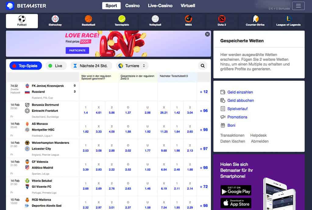 Betmaster Sportwetten Erfahrungen – Optik und Design