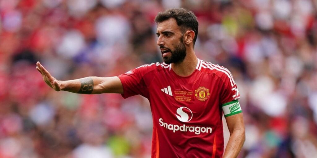 Manchester Uniteds Kapitän Bruno-Fernandes auf dem Platz