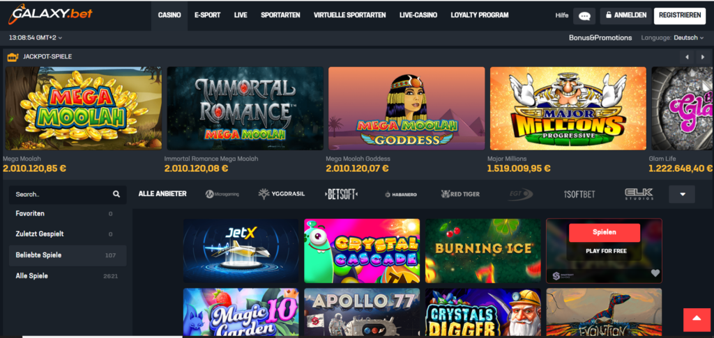 Galaxy.bet Sportwetten Erfahrungen- Homepage Startseite