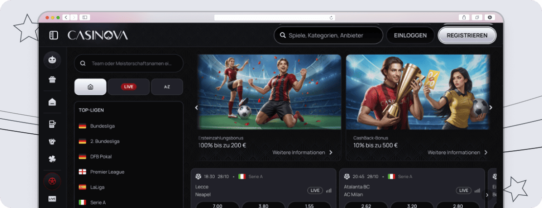 Casinova Wettangebot