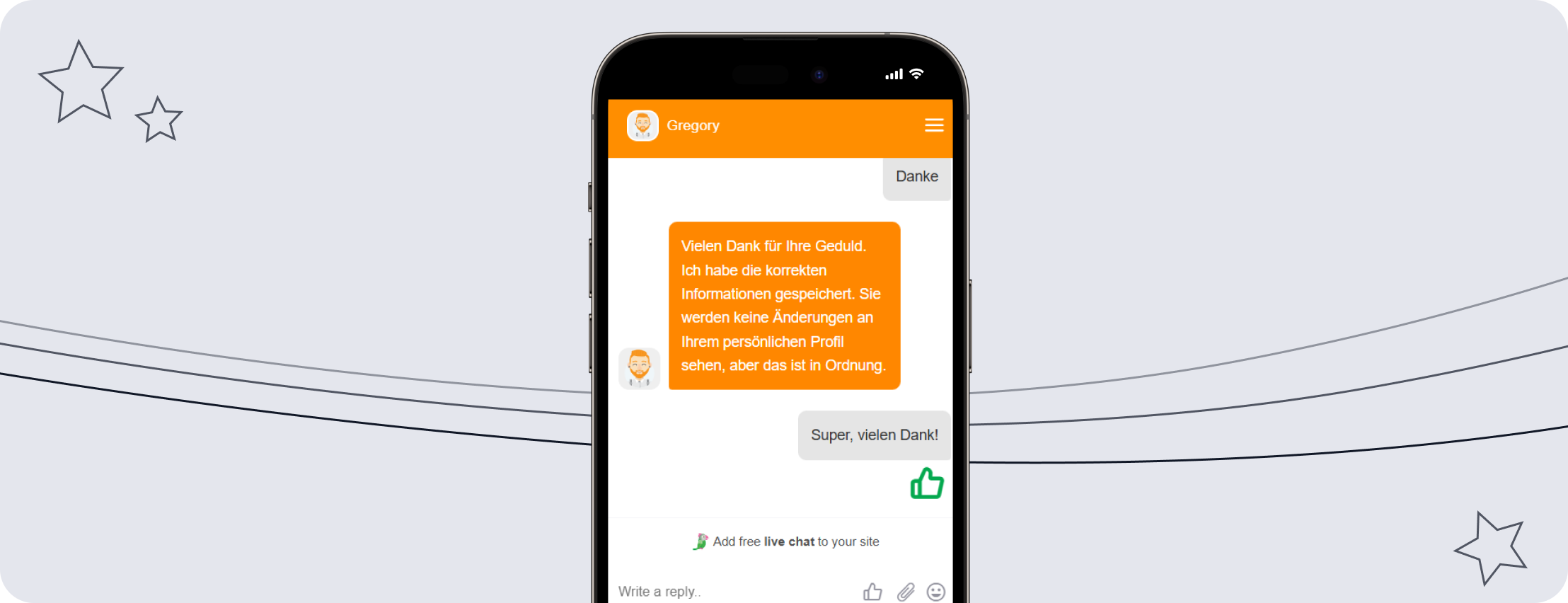 Kundenservice Chatgespräch.