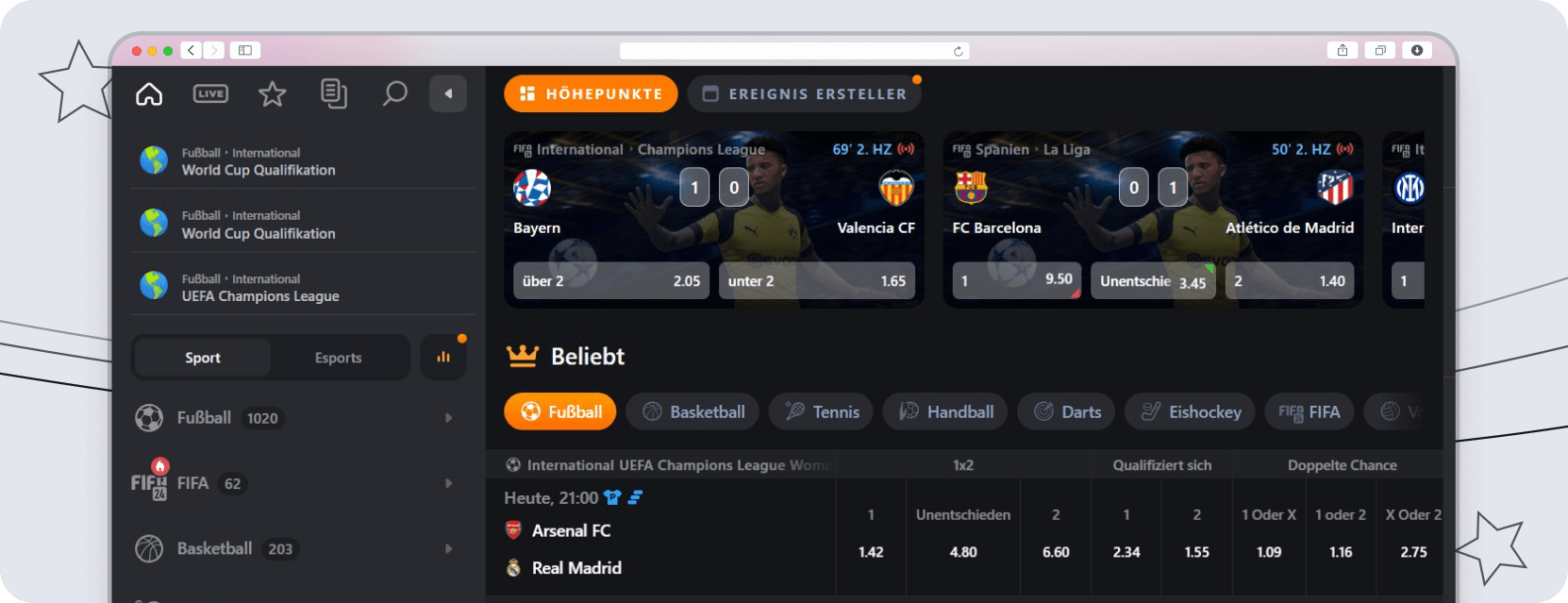 Sportwetten mit Quoten.