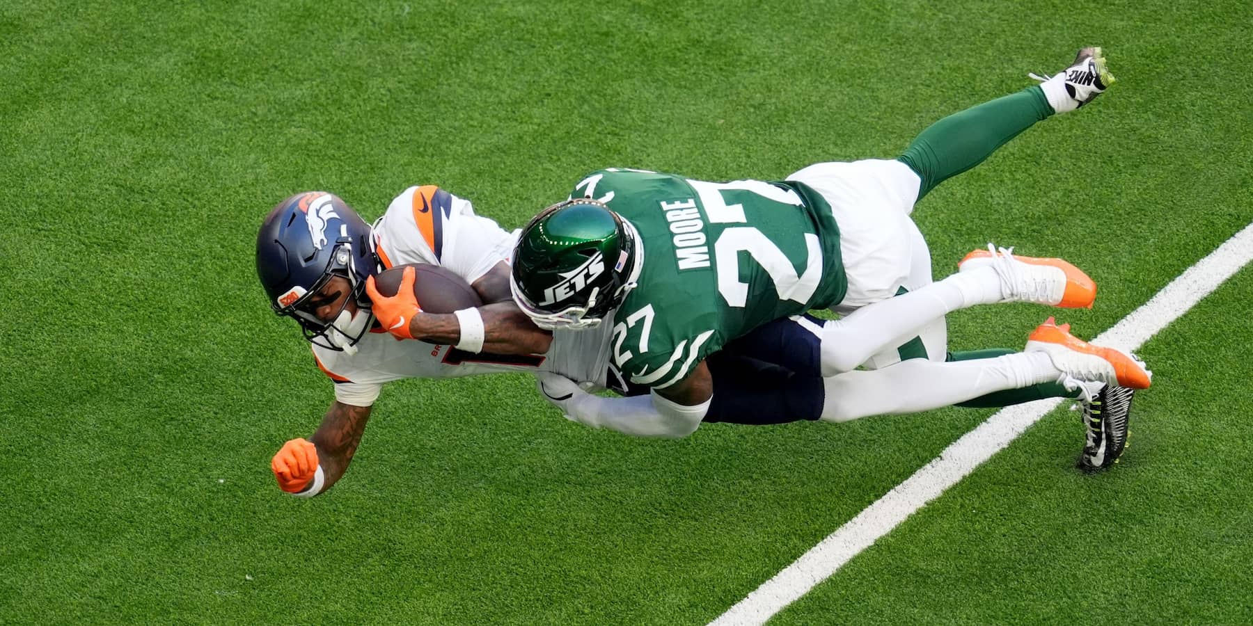 Denver-Broncos Troy-Franklin und New York Jets Malachai-Moore