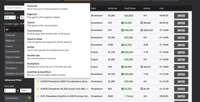 Draftking Turnierformate