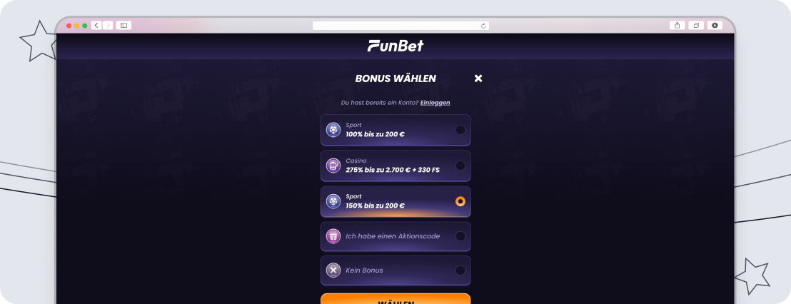 Funbet Willkommensbonus