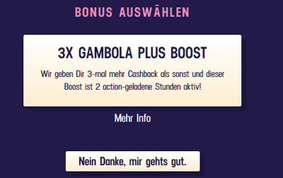 Gambola Bonus auswählen