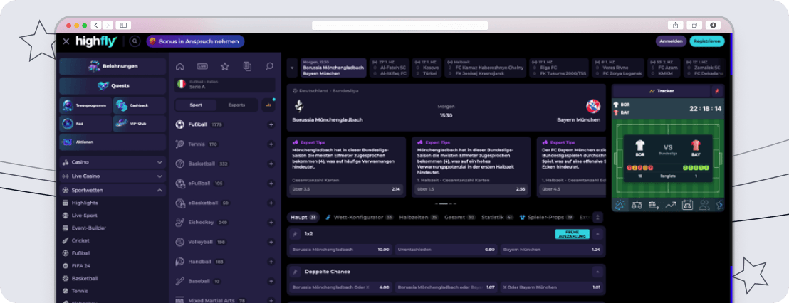 Highflybet Screenshot Bedienung Desktop 1