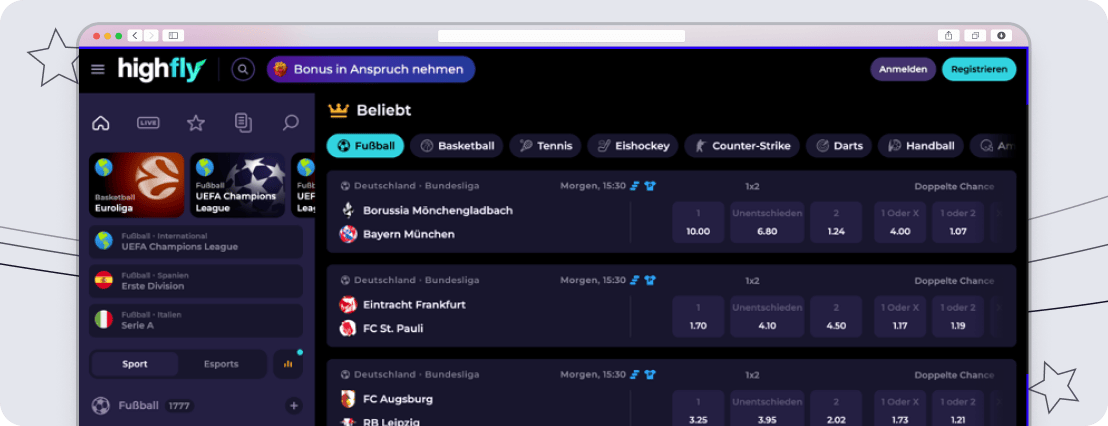 Highflybet Screenshot Wettangebot Desktop 1