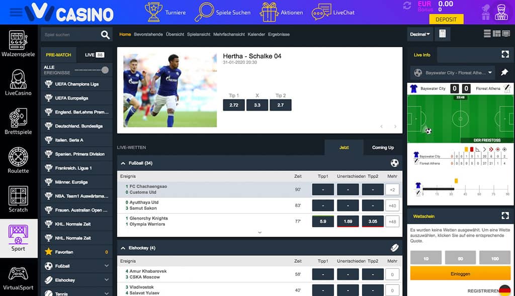 ivicasino.com Sportwetten – Optik & Bedienung